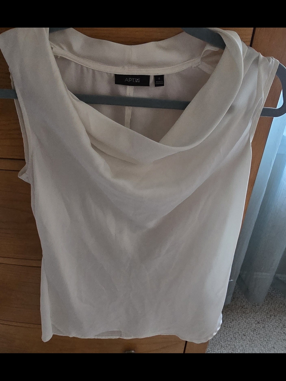 Apt. 9 Off White Draped Cowl Neck Sleeveless Top, S